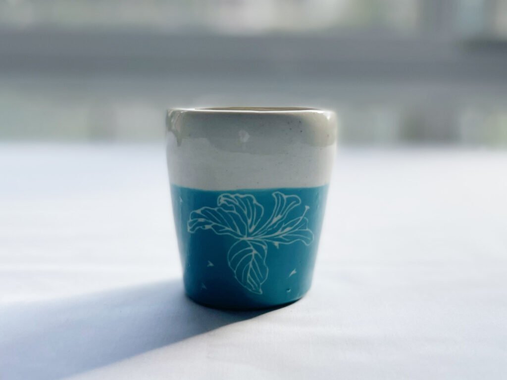 Sgraffito White Mug