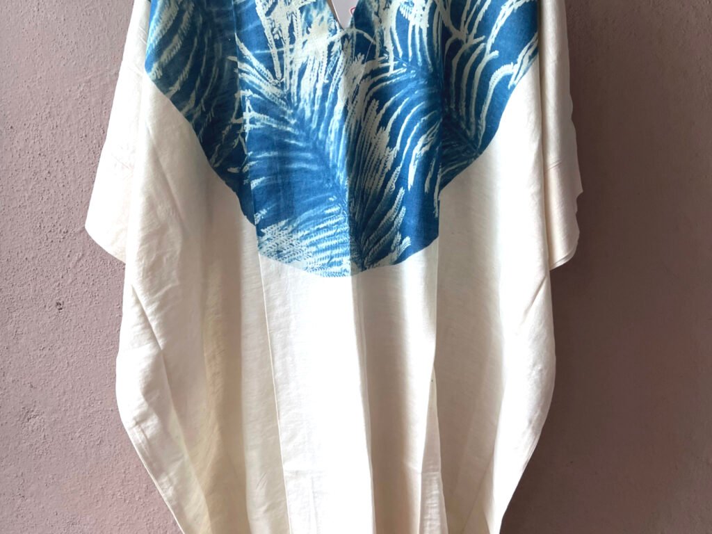 Gulmohar I - Cyanotype Eri Silk Dress