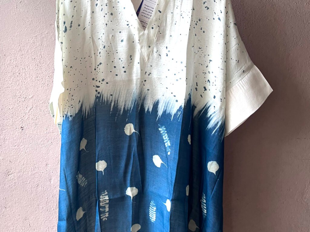 Phool Patti 1 - Cyanotype Mulberry Silk Dress