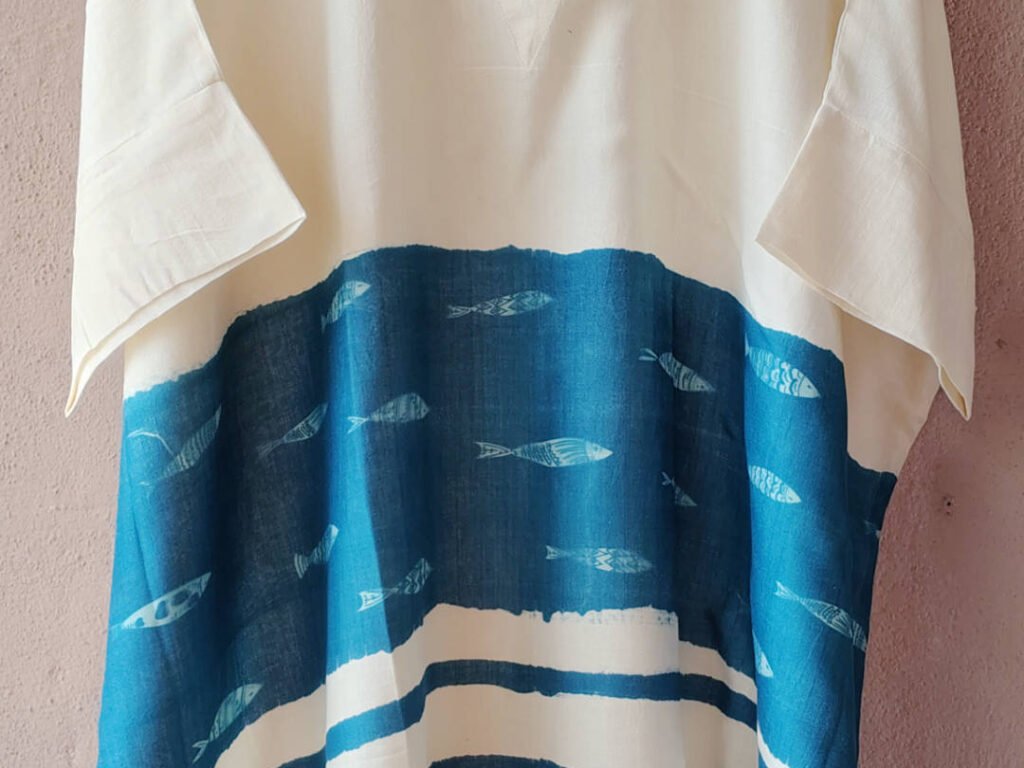 Matsya I - Cyanotype Eri Silk Dress