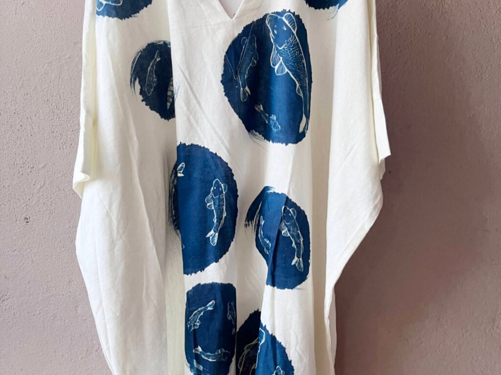 Koi I - Cyanotype Linen Dress