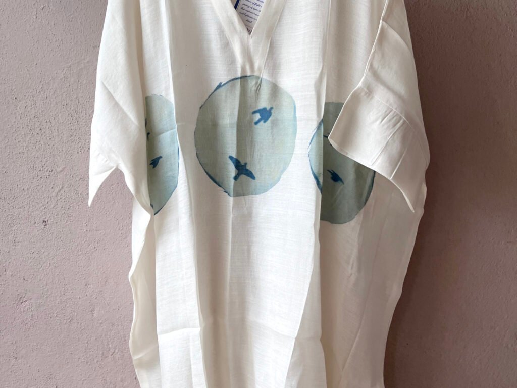 Seagull 2 - Cyanotype Mulberry Silk Dress
